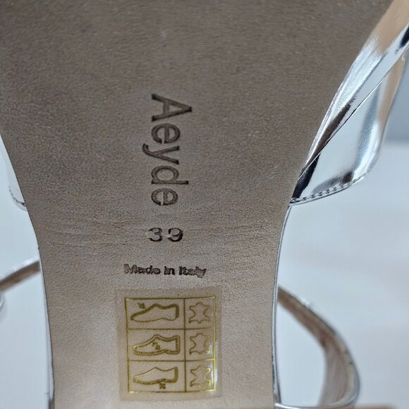 Aeyde Platform Block Heel Sandal Women EU 39 Metallic Silver Leather Ankle Strap - Picture 15 of 16